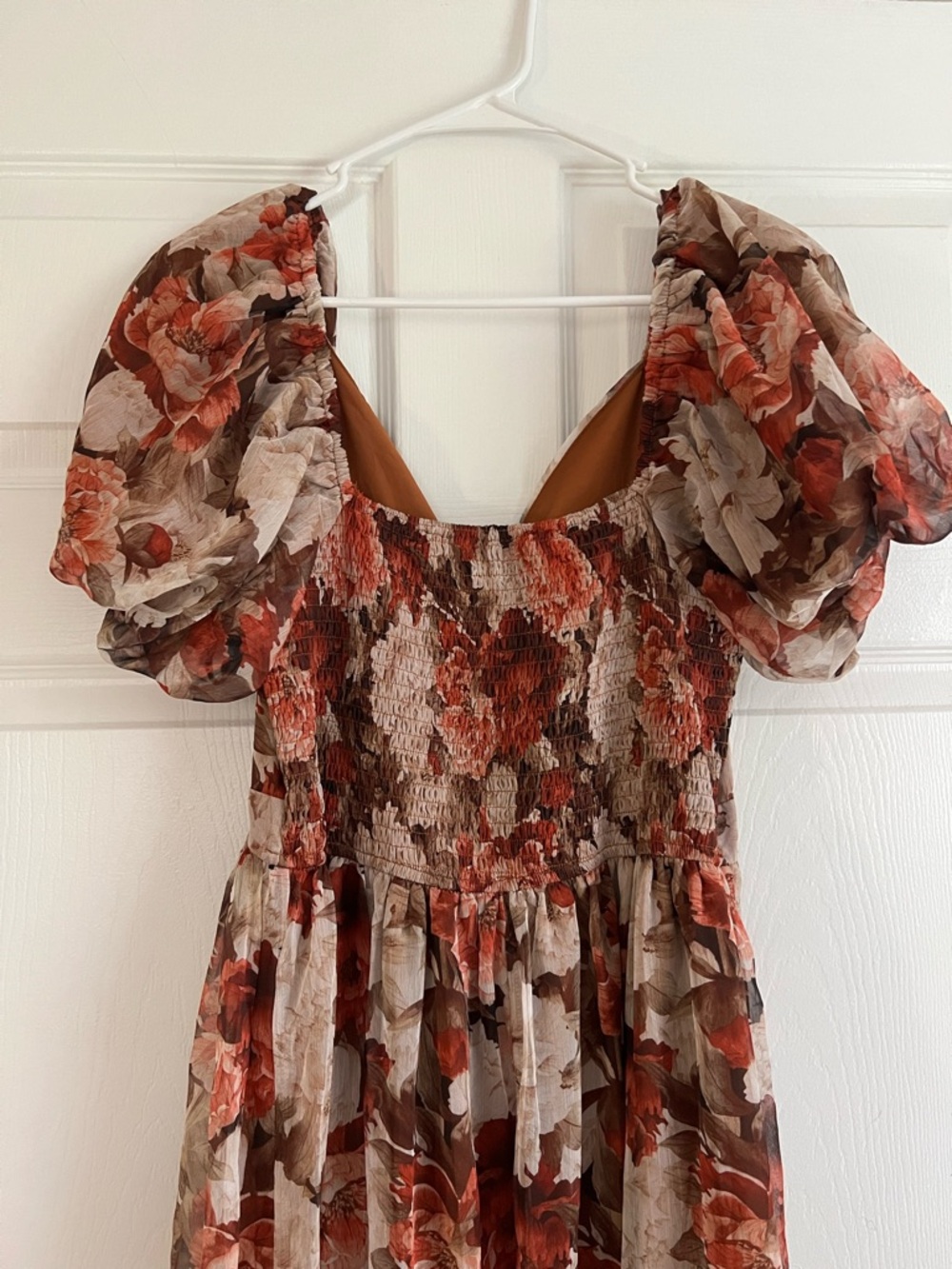 BaeVely Lane 201 Rustic Romance Brown Tan Floral Cottagecore Midi Dress Medium - Picture 7 of 9